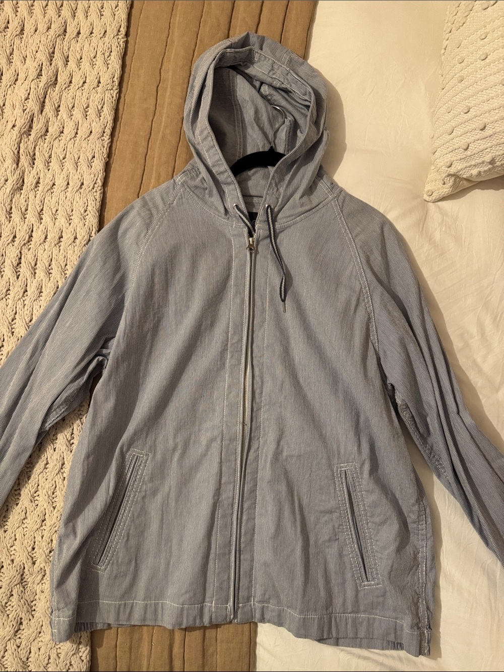 GAP Striped Blue and White Hooded Jacket